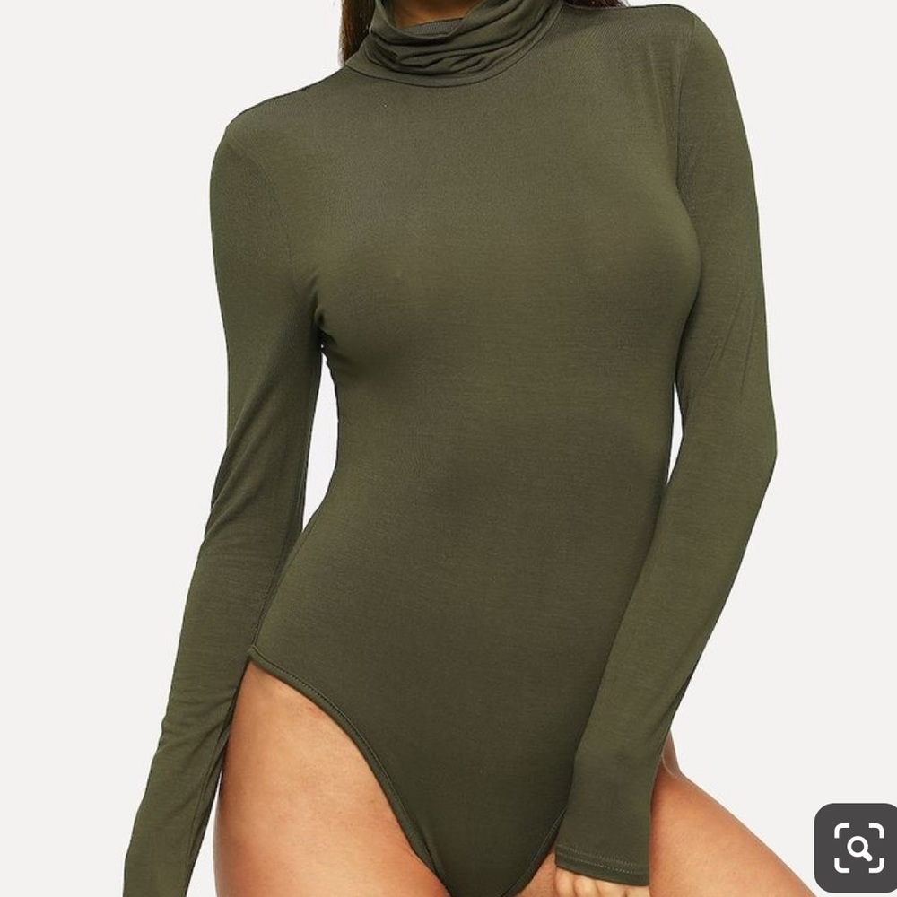 Turtleneck Bodysuit | Olive Green